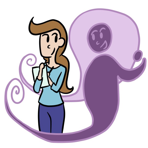 Sandy the writer and her muse.